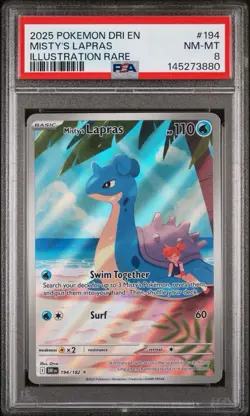 Pokemon TCG Misty's Lapras Destined Rivals 194 PSA 8 Dri En Illustration Rare - Image 1