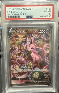 2021 Pokemon Evolving Skies Espeon V Full Art #180 SWSH Ultra Rare PSA 10 - Image 1