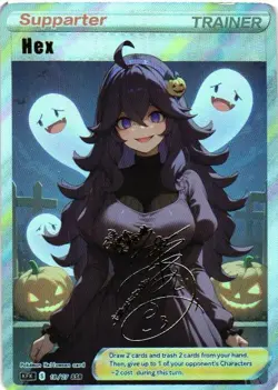 HEX HALLOWEEN Trainer Holographic Goddess Custom Art Anime Collectible Card - Image 1