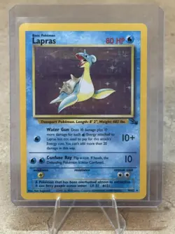 Pokemon Lapras Fossil Holo Rare Unlimited 80 HP 10/62 1999 English Card - Image 1