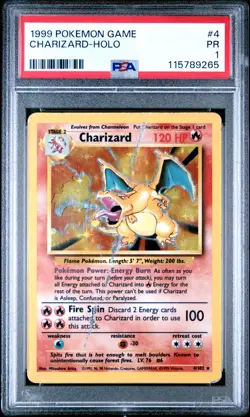 PSA 1 Charizard Holo Base Set Unlimited 4/102 Pokemon 1999 - Image 1