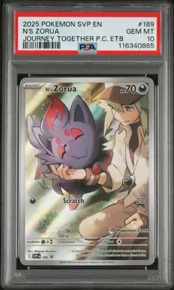 N's Zorua 189/159 Journey Together PC ETB Pokemon PSA 10 - Image 1