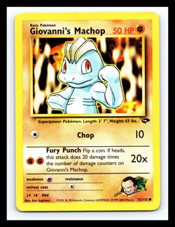 💥 Giovanni's Machop 1st Edition Gym Challenge Non Holo # 72/132 Pokemon 2000 - Image 1