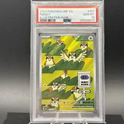 2023 POKEMON OBF EN-OBSIDIAN FLAMES ILLUSTRATION RARE #207 PIDGEY PSA 10 - Image 1