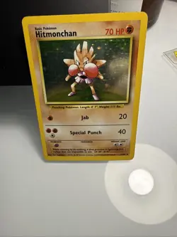 Pokemon Hitmonchan Base Set Shadowless Holo Rare Card #7 - Image 1