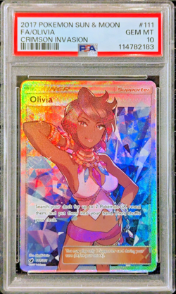 PSA 10 GEM MT Olivia 111/111 Full Art Pokemon 2017 Sun & Moon Crimson Invasion - Image 1