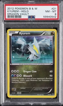 2012 POKEMON B&W DRAGON VAULT #21 KYUREM-HOLO PSA 8 - Image 1