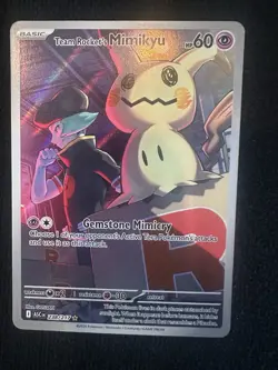 Pokemon Team Rocket's Mimikyu 238/217 ASC Full Art Holo Rare 60 HP Psychic - Image 1