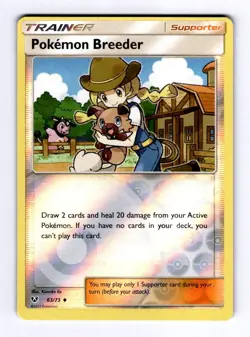 Pokemon Breeder Shining Legends #63 (2017) Uncommon Reverse Holo NM Pokemon - Image 1