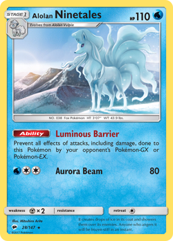 POKEMON SM Burning Shadows : REVERSE HOLO - ALOLAN NINETALES 28/147 LIGHT PLAY - Image 1