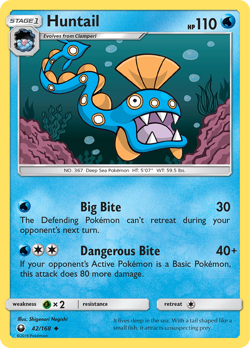 POKEMON SM Celestial Storm: REVERSE HOLO - HUNTAIL 42/168 LIGHT PLAY - Image 1