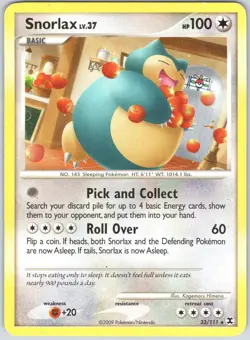 Snorlax 33/111 Rare Rising Rivals Pokemon LP - Image 1