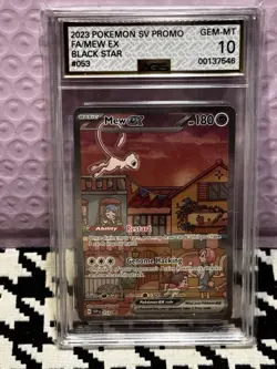 Pokemon Scarlet & Violet Black Star Promo Mew EX 053 AGS Gem-MT 10 FA Holo 2023 - Image 1