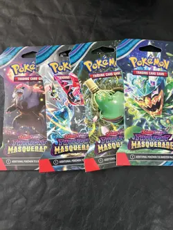 Pokemon Scarlet & Violet Twilight Masquerade Sleeved Booster Pack Lot Of 4 - Image 1