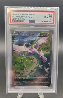Pokemon TCG Aerodactyl v Alternate Full Art #180/196 SWSH Lost Origin PSA 10 Gem - Image 1