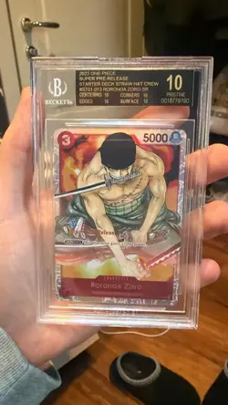One Piece CCG Roronoa Zoro Super Pre-Release ST01-013 BGS 10 BLACK LABEL - Image 1