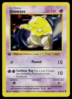 Pokemon Card - Drowzee Base Set (Shadowless) 49/102 Common 1st Edition - Image 1
