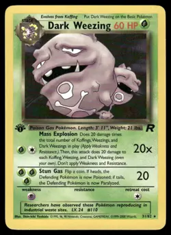 Pokemon Cards Dark Weezing 31/82 1st Edition Team Rocket Rare *eBay Live* - Image 1