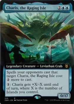 325 CHARIX, THE RAGING ISLE EXTENDED ART RARE ZENDIKAR RISING MTG CARD - Image 1