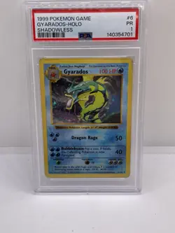 1999 POKEMON CARD GAME SHADOWLESS #6 GYARADOS-HOLO PSA 1 - Image 1