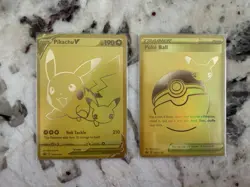 Pikachu V Poke Ball 145 146 SWSH: Sword & Shield Promo Cards Holo Gold NM - Image 1