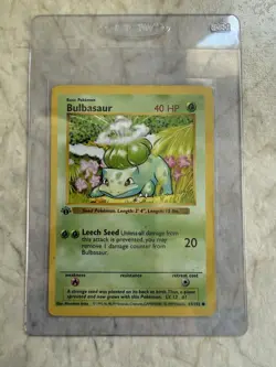 Pokemon Bulbasaur 44/102 SHADOWLESS Base Set 1st Edition English 1999 WOTC MP - Image 1