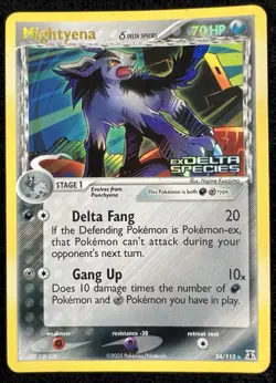 2005 Mightyena 24/113 EX Delta Species Pokemon Reverse Holo Stamped - MP - Image 1