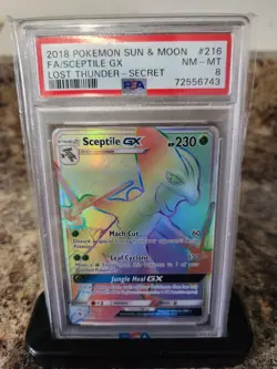 PSA 8 Sceptile GX # 216/214 Secret Rare 2018 Pokemon SM Lost Thunder - Image 1