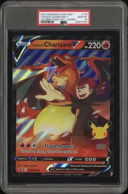 2021 Pokemon Swsh Black Star Jumbo #133 Lance's Charizard V PSA 10 - Image 1
