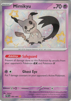 Pokemon Mimikyu 160/091 Shiny Rare Holo Safeguard SV: Paldean Fates TCG - Image 1