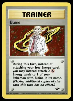 Pokemon Cards Blaine 17/132 Unlimited Holo Gym Challenge Holo Rare *eBay Live* - Image 1