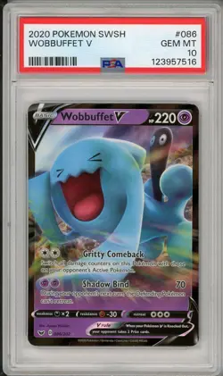 2020 Pokemon Sword & Shield Base Set Wobbuffet V #086 PSA 10 - Image 1