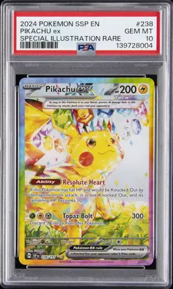 2024 POKEMON SSP EN-SURGING SPARKS SPECIAL ILLUSTRATION RARE PIKACHU EX PSA 10 - Image 1