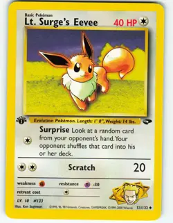Lt. Surge's Eevee - 1st Edition - 51/132 Gym Challenge - Pokemon TCG - 2000 - Image 1