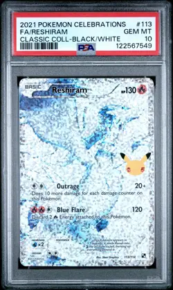 Pokemon PSA 10 Gem Mint Celebrations: Classic Collection Reshiram 113/114 - Image 1