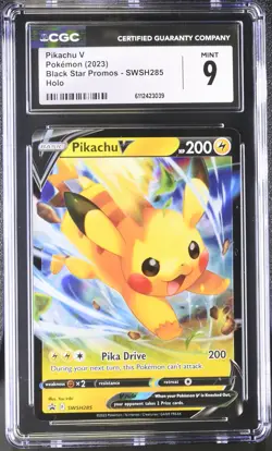Pokemon Pikachu V SWSH285 CGC Mint 9 Sword & Shield Black Star Promo 2023 - Image 1