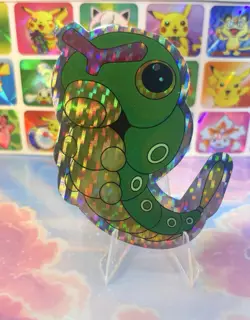 Pokemon Vintage Pocket Monsters Vending HOLO Prism Sticker 90s Nintendo Caterpie - Image 4