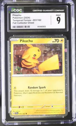 Pokemon Pikachu Cosmos Holo 051/162 CGC Mint 9 2024 Fall Collector's Chest - Image 1