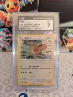 Pokemon Eevee SWSH190 CGC Mint 9 Black Star Promo Brilliant Stars Blister SWIRL - Image 1