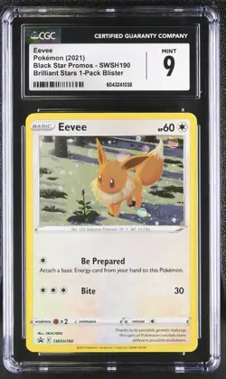 Pokemon Eevee SWSH190 CGC Mint 9 Black Star Promo Brilliant Stars Blister SWIRL - Image 3