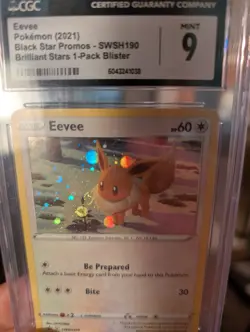 Pokemon Eevee SWSH190 CGC Mint 9 Black Star Promo Brilliant Stars Blister SWIRL - Image 5