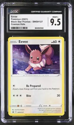 Pokemon Eevee SWSH127 CGC Mint+ 9.5 Black Star Promo Cosmos Holo - Image 1