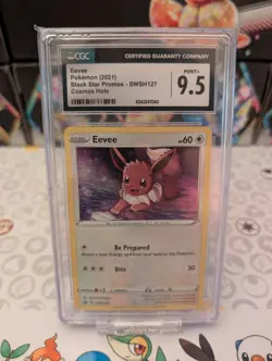 Pokemon Eevee SWSH127 CGC Mint+ 9.5 Black Star Promo Cosmos Holo - Image 2