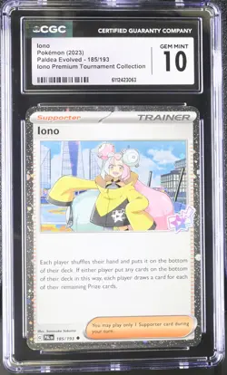 Pokemon Iono Cosmos Holo 185/193 CGC Gem Mint 10 Premium Tournament Collection - Image 1