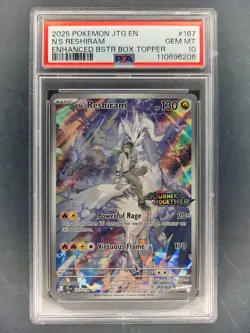 2025 Pokemon N's Reshiram #167 Stamped PSA GEM MINT 10 - Image 1