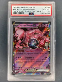 2025 Pokemon Team Rocket's Mewtwo EX #205 PSA GEM MINT 10 - Image 1