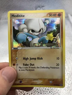 Meditite 55/106 English Pokemon Emerald Stamped Reverse Holo - Image 1