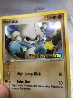 Meditite 55/106 English Pokemon Emerald Stamped Reverse Holo - Image 2