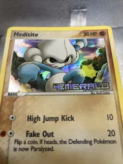 Meditite 55/106 English Pokemon Emerald Stamped Reverse Holo - Image 3