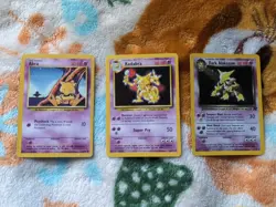 Dark Alakazam 1/82 Holo Team Rocket Set w/ Evolution Line Base Set Pokemon TCG - Image 1